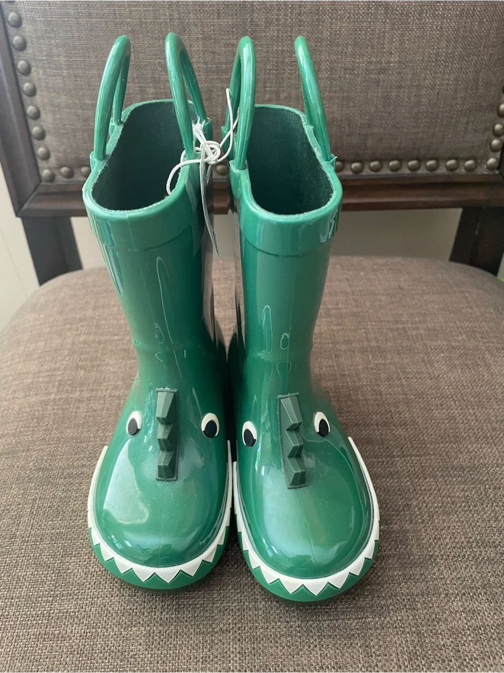 Old Navy Green Dino Handle Kids Rain Boots